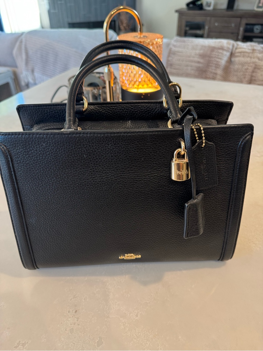 Coach Black Pebbled Leather Satchel with Gold Hardware - Picture 2 of 9